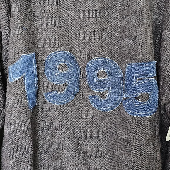 ReMADE By UO Urban Renewal 1995 Denim Patch Sweater, S/M **EACH ONE UNIQUE** - Picture 3 of 9